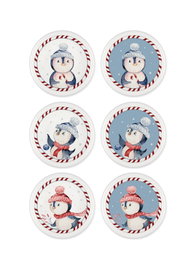 Hermia NEW018 Juego de Cuencos para Aperitivos de Cerámica 10 x 10 x 1 cm (6 piezas) Blanco, Rojo y Gris